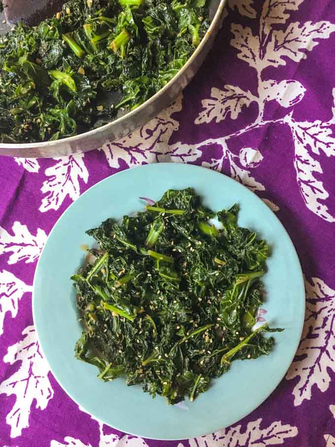 This easy sesame greens side dish will literally take only minutes to make. An easy, healthy and tasty way to eat your greens.