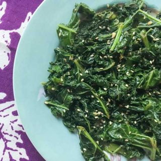 This easy sesame greens side dish will literally take only minutes to make. An easy, healthy and tasty way to eat your greens.