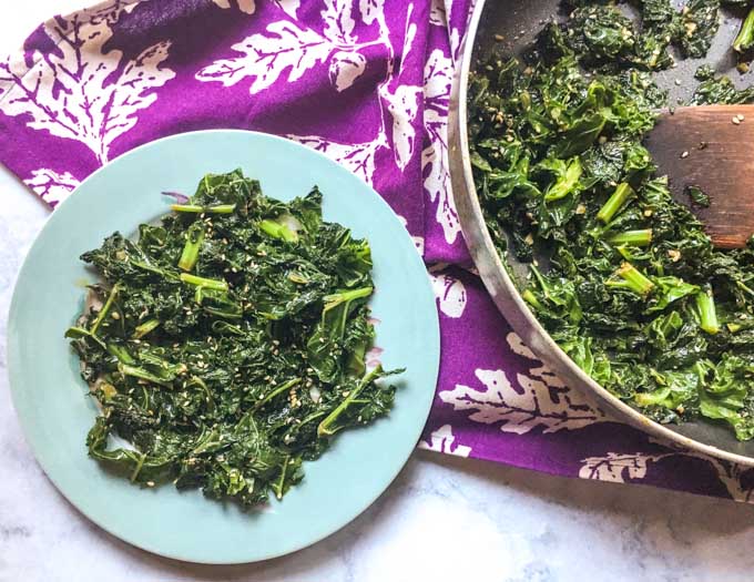 This easy sesame greens side dish will literally take only minutes to make. An easy, healthy and tasty way to eat your greens.