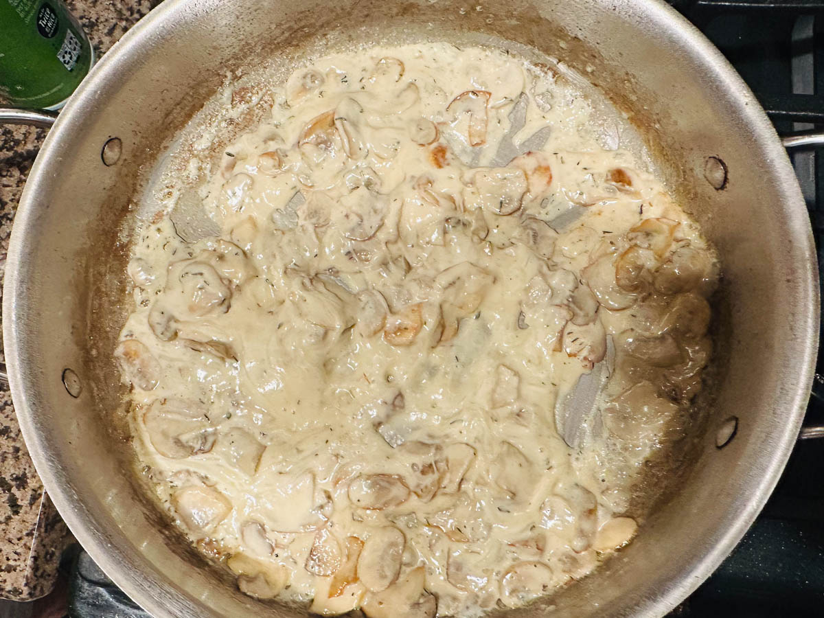pan with mushroom cream sauce