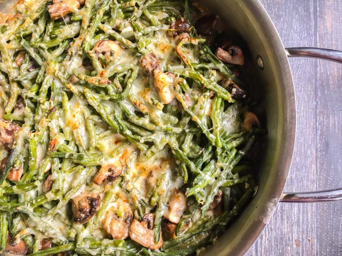 This low carb green bean casserole is a delicious holiday dish with few carbs. Easy to make and only 2.9g net carbs!