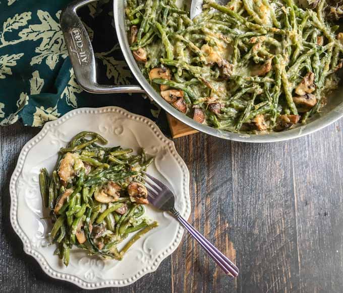 This low carb green bean casserole is a delicious holiday dish with few carbs. Easy to make and only 2.9g net carbs!