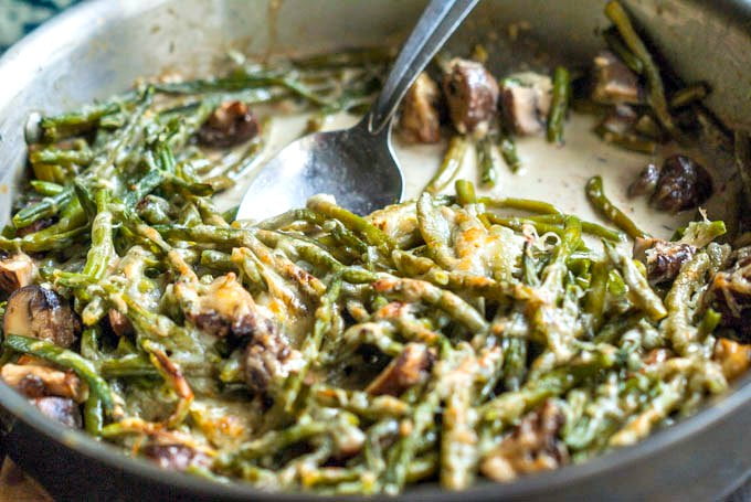 This low carb green bean casserole is a delicious holiday dish with fewer carbs. Easy to make and only 2.9g net carbs!