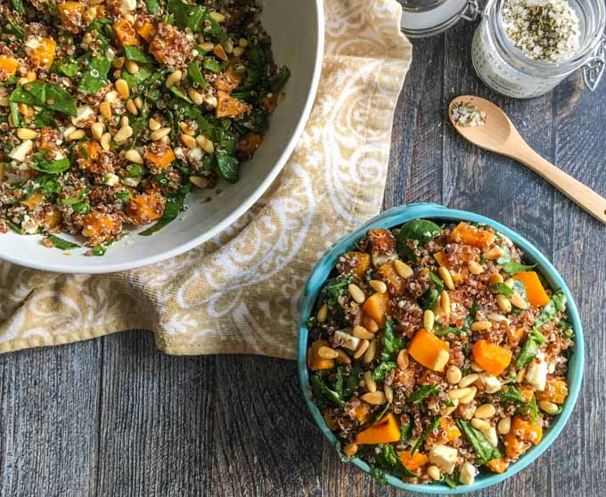 This easy quinoa & butternut squash salad is a beautiful and delicious recipe that's packed with nutrition. Eat  for lunch or as a side dish or take along to your next party!