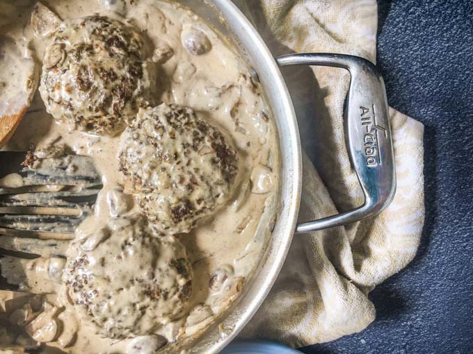 Burgers & Gruyere Mushroom Sauce (a low carb skillet dinner)