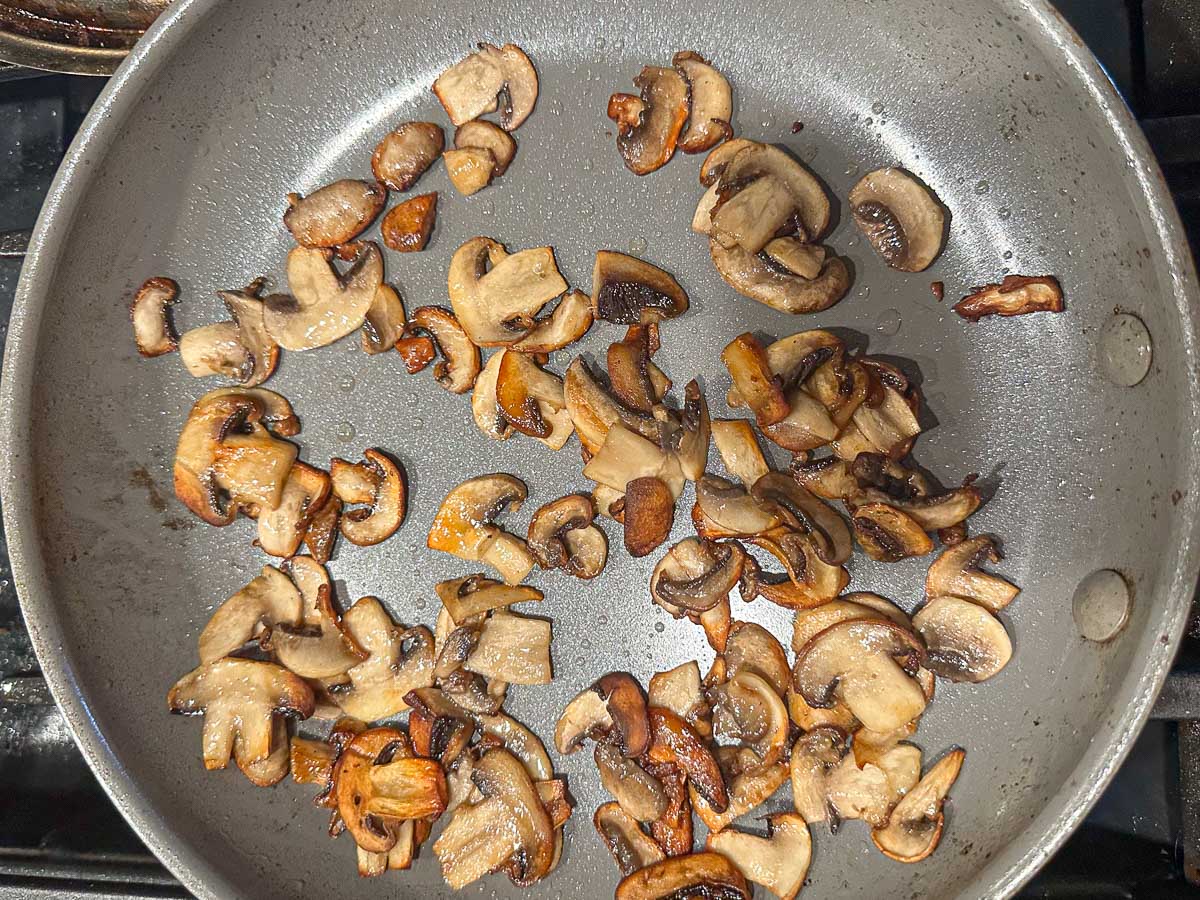 pan with sautéed mushrooms