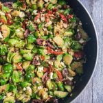 This Mediterranean Brussels sprouts side dish is easy and delicious. Briny olives, sweet tomatoes and tangy feta bring the fresh Brussels sprouts to life! And only 15 minutes to make!