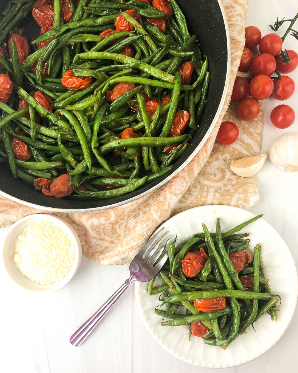 Italian Green Beans and Tomatoes easy low calorie & low carb