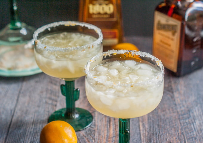 These simple Meyer lemon margaritas are a refreshing change to your usual cocktail. Meyer lemons add a subtle but delicious flavor you are sure to love.