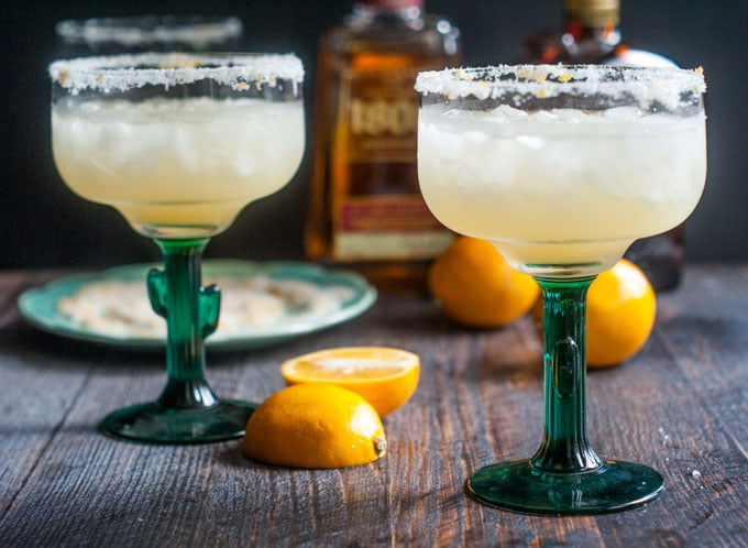 These simple Meyer lemon margaritas are a refreshing change to your usual cocktail. Meyer lemons add a subtle but delicious flavor you are sure to love.