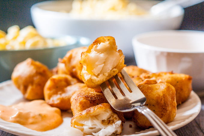 These easy beer batter fish nuggets are perfect for family fish dinner. Skip the fish fry and make your own!