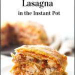 white plate with instant pot Mexican lasagna with text