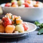 This feta melon salad with lemon & mint is perfect for spring and summer. It's sweet and savory and a delicious salad or side dish for your next party.