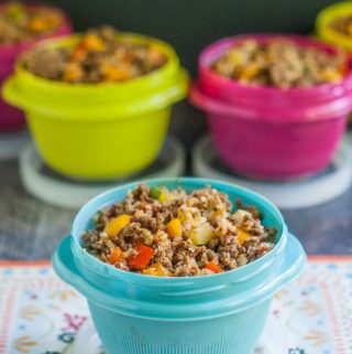 A great low carb lunch from your freezer - Mexican cauliflower rice. Make in one pan and freeze for later. Easy, healthy and tasty low carb lunch.