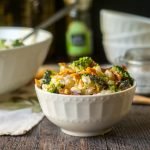 This low carb loaded broccoli cauliflower salad is a great dish to take to a summer picnic or party. Easy to make and only 1.9g net carbs per serving!