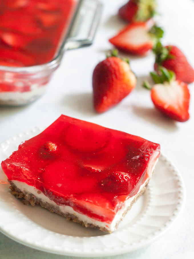 Low Carb Strawberry Pretzel-less Dessert - My Life Cookbook - low carb healthy everyday recipes.