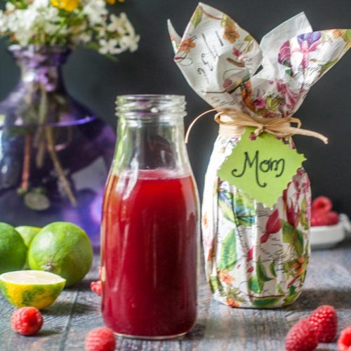 This raspberry lime shrub drink is a great gift for Mother's day. Easy to make and can be used to make a refreshing drink, cocktail, salad dressing and even as a glaze for chicken or fish!