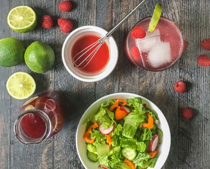 This raspberry lime shrub drink is a great gift for Mother's day. Easy to make and can be used to make a refreshing drink, cocktail, salad dressing and even as a glaze for chicken or fish!