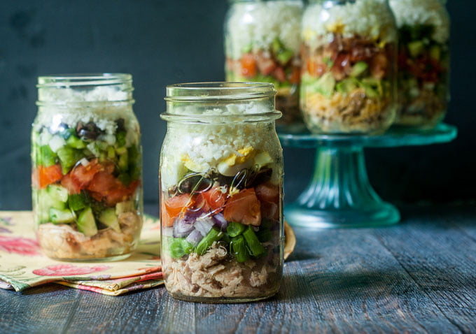 Mason Jar Rice Salad Recipe with White Rice