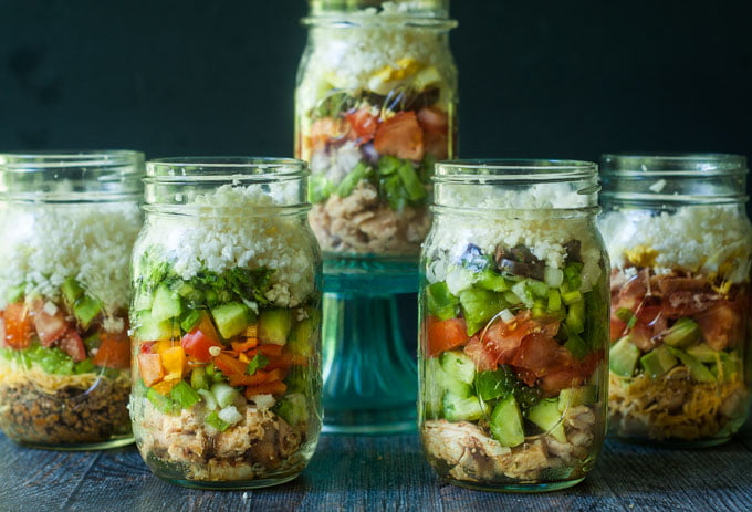 Low Carb Greek Salad Meal Prep Jars