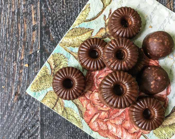 toasted coconut freezer candies on floral napkin