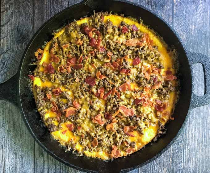 This low carb bacon cheeseburger frittata is a fun way to eat your burger without the bun! But the flavor is all there and it's only 1.3g net carbs per slice.