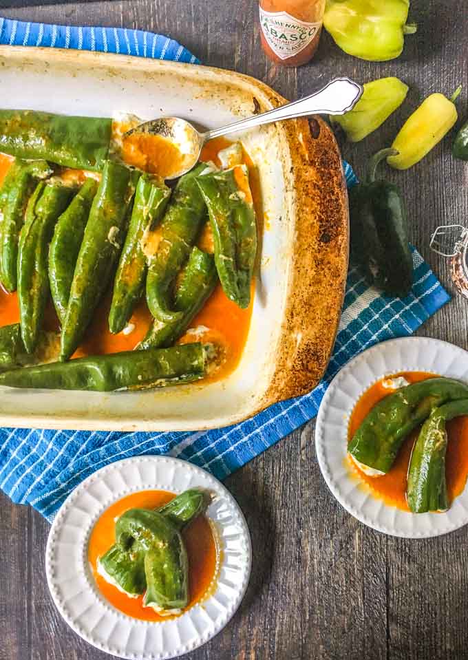 What's better than some buffalo blue cheese stuffed anaheim peppers using fresh peppers from the garden! This easy low carb appetizer will please all of the hot sauce lovers in your life.