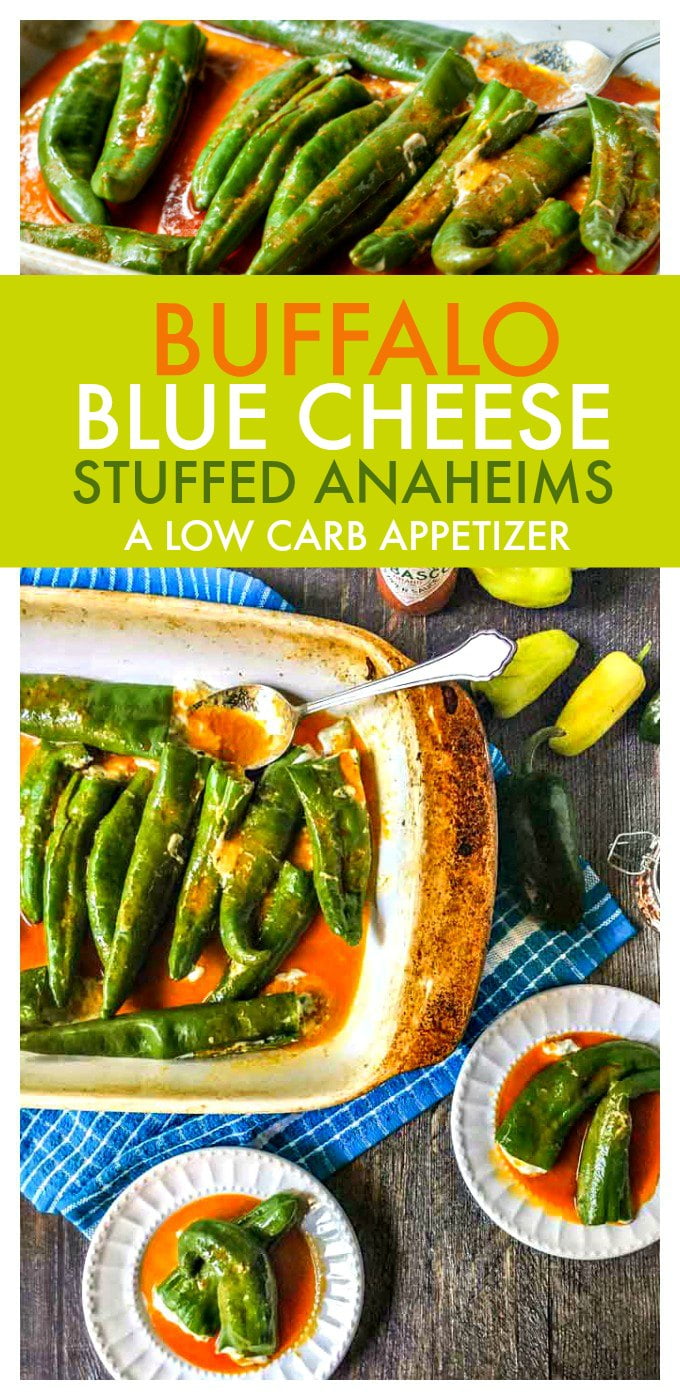 Buffalo Blue Cheese Stuffed Anaheim Peppers (low carb)