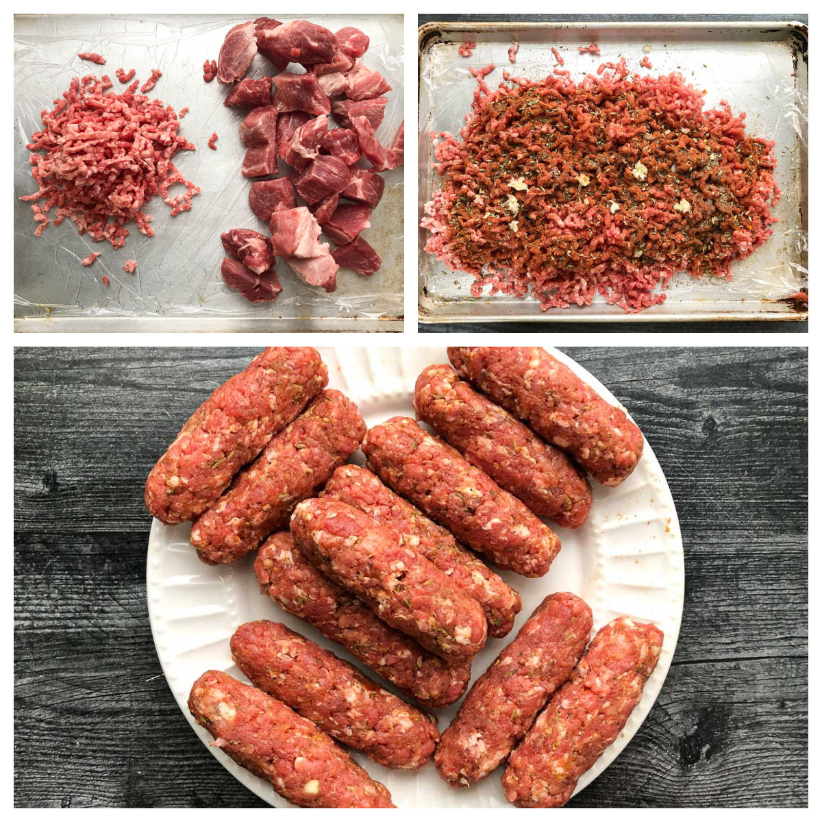 pic collage of how to make homemade sausage without casings