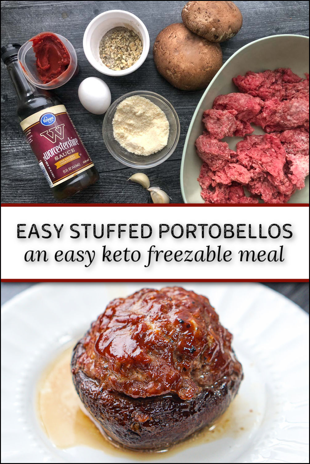 Keto Meatloaf Stuffed Portobello Mushrooms easy & healthy dinner