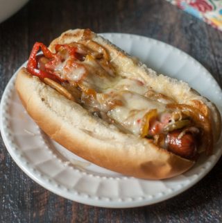 This Philly Mushroom Swiss Hot Dog is an easy and tasty way to dress up your dog. Onions, peppers, mushrooms and Swiss cheese make the perfect complement to a salty hot dog. And of course we have 2 low carb versions for you to try as well!