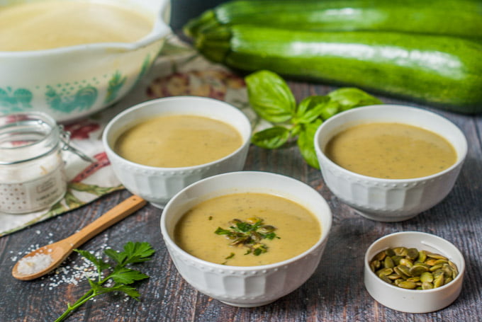 What do you make with those huge zucchinis from the garden? Thai curry zucchini soup is a breeze in the Instant Pot and so very tasty! You can make it in the slow cooker too. Best of all you only need 5 ingredients to make this rich and flavorful soup.