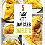 white plates with 5 keto omelets and text overlay