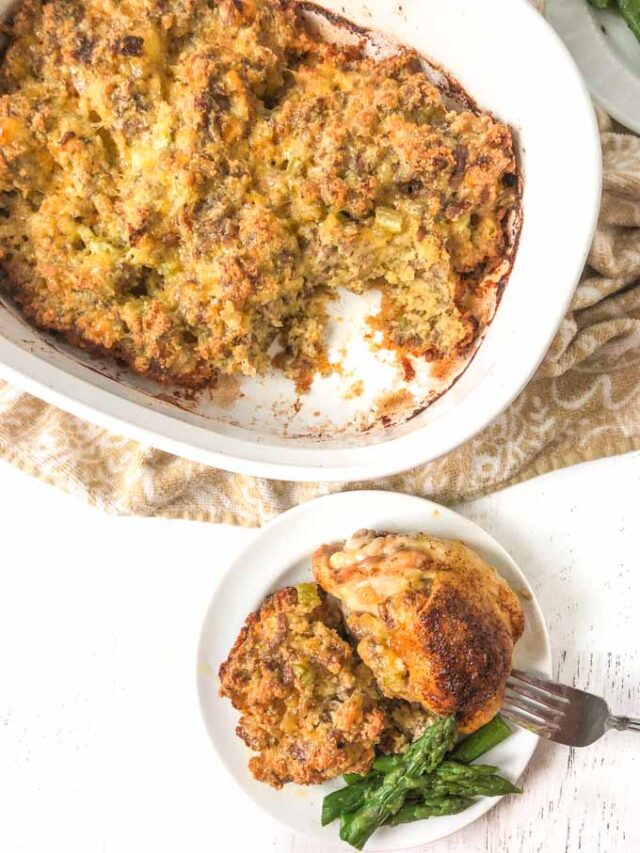Easy Keto Stuffing Recipe My Life Cookbook low carb healthy everyday recipes.