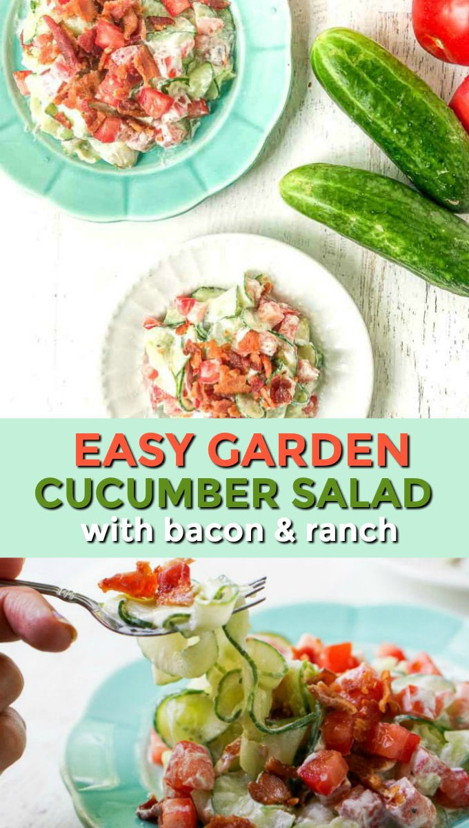 Creamy Cucumber Salad with Ranch, Tomatoes & Bacon