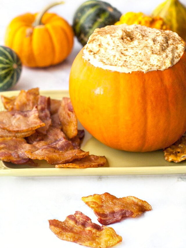 Keto Pumpkin Cheesecake Dip with Bacon Chips My Life Cookbook low