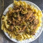 This versatile dinner of Low Carb Cheese Steak Pot Roast is an easy dinner you can make in the Instant Pot or slow cooker. For a low carb dinner, eat as is with melted cheese. However you can also eat it over noodles or rice and then make soup or sandwiches from the leftovers! 