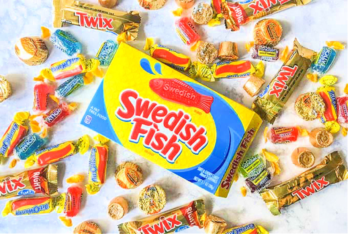 Halloween candy - Swedish fish, rolls, recese, jolly ranchers, etc