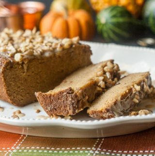 This pumpkin bread with maple walnut glaze is so good you won't believe it's gluten free and sugar free! Perfect with a good cup of tea or coffee over the holiday season.