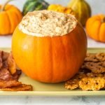 This pumpkin cheesecake dip with bacon chips is the perfect combination of salty and sweet and just happens to be low carb too! This is an appetizer everyone will love because, hey... it's bacon and cheesecake!