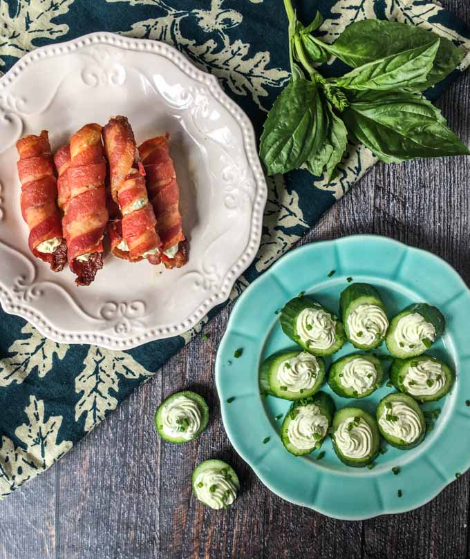 These creamy herb filled bacon rolls are sure to be a hit at your next party. As a low carb appetizer it's easy and delicious. The herb cream filling can be used on cucumber slices as well. 