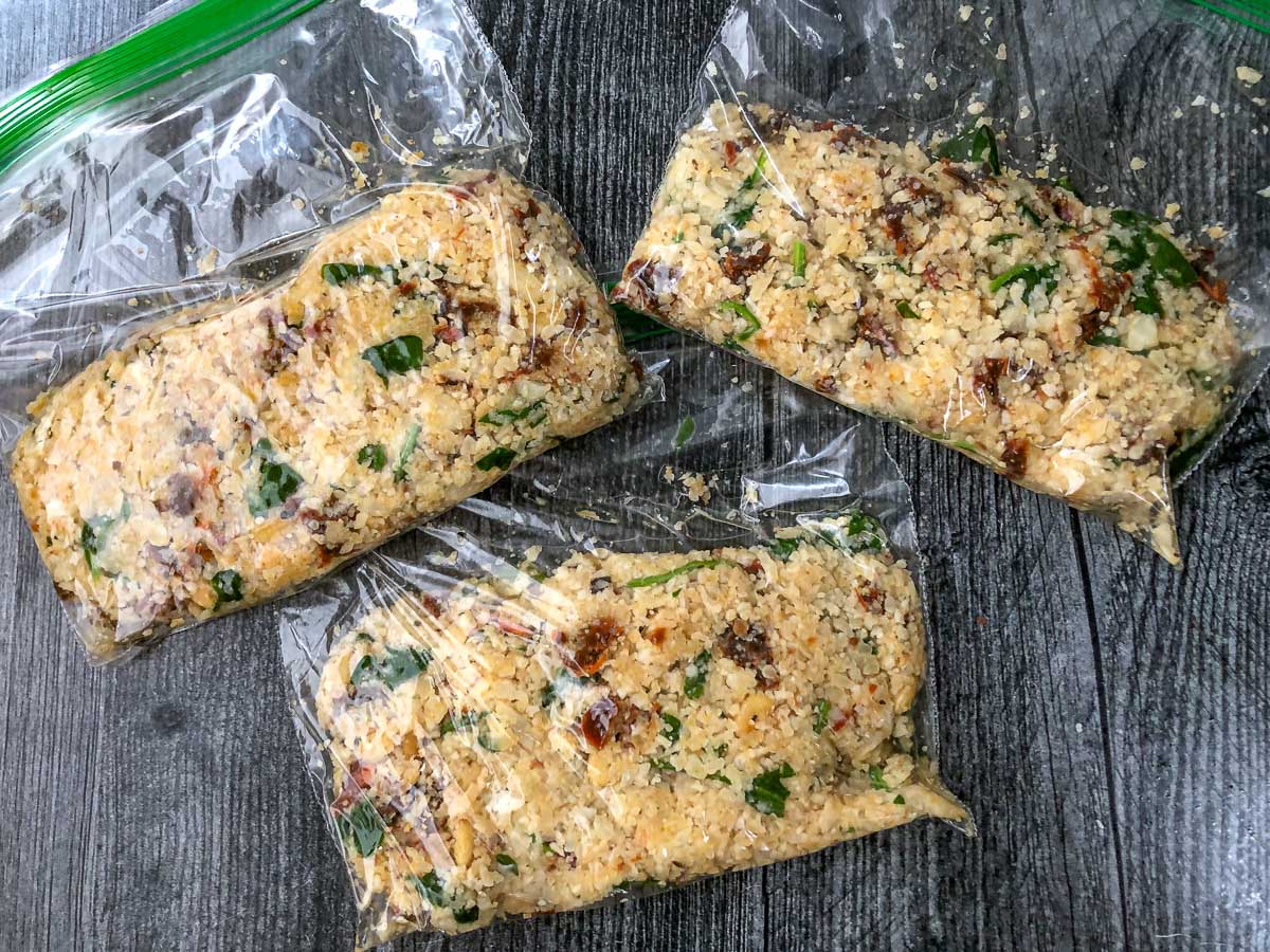 baggies with portions of festive keto rice
