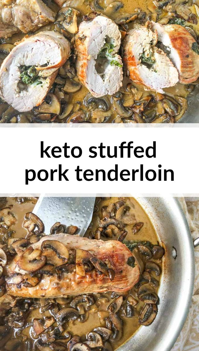 Keto Stuffed Pork Tenderloin with Mushroom Sauce tasty pork recipe!