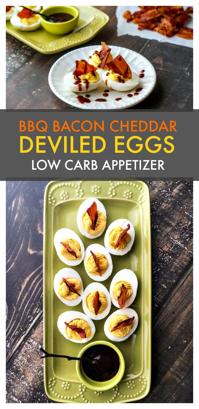 BBQ Bacon Cheddar Deviled Eggs (Low Carb) easy keto snack!