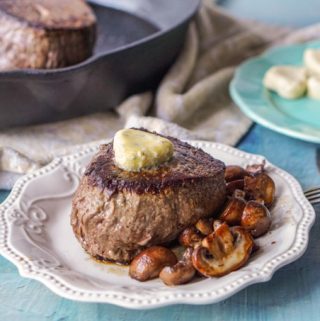 This filet mignon with blue cheese butter makes the perfect low carb Valentine's day dinner. The decadent butter and the tender beef are also very easy to prepare for a special occasion. 