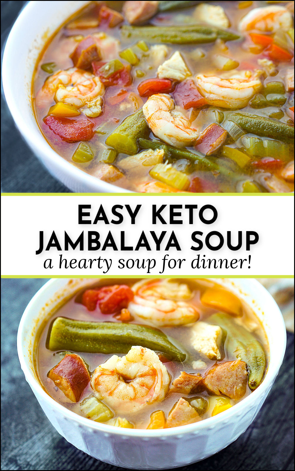 Keto Jambalaya Soup easy, hearty soup that's low calorie & high protein