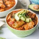This low carb pork & pepper stew is a warming and delicious winter stew you can make easily make in the Instant Pot or slow cooker. A mixture of peppers and spicy broth go well with the meaty chunks of pork. Only 6.8g net carb per serving.