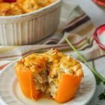 These cheesy chicken enchilada stuffed peppers make a delicious and easy low carb dinner that your family will love. They are a gluten free and fun way to get your Mexican food fix.