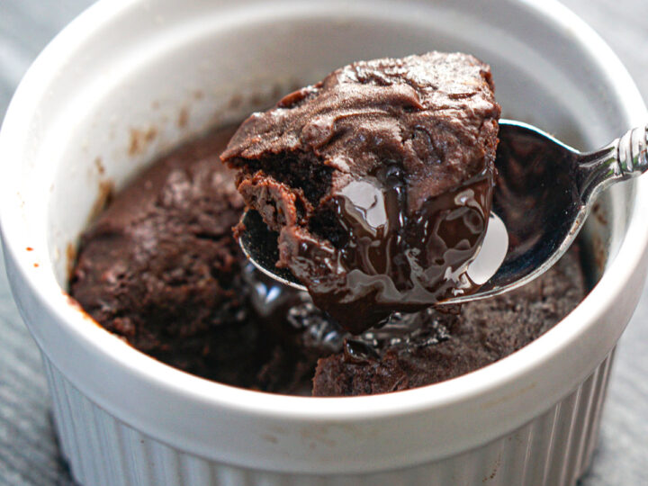 Delicious low-carb chocolate mug cake ready to enjoy