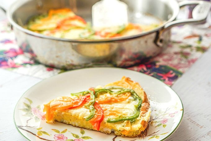 If you are looking for a quick and easy low carb breakfast idea try this pepper & gruyere frittata. It also makes a delicious brunch dish that only has 2.7g net carbs per serving. Or make a big pan and freeze the rest for later.